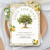 Italian Tile Lemon Tree Arch QR Code Photo Wedding