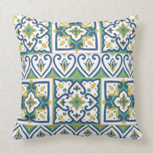 Italian Tile Pattern – Sicilian ceramic Throw Pillow