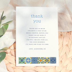 Italian Tiles Lemon Bridal Shower Thank You Card