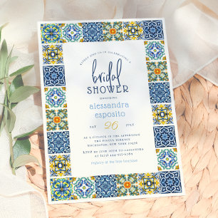 Italian Tiles   Lemon Theme Summer Bridal Shower Invitation