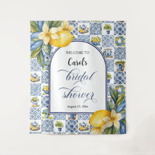Italian Tiles Lemon Theme Summer Bridal Shower Tapestry