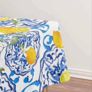 Italian tiles,lemons,majolica tablecloth