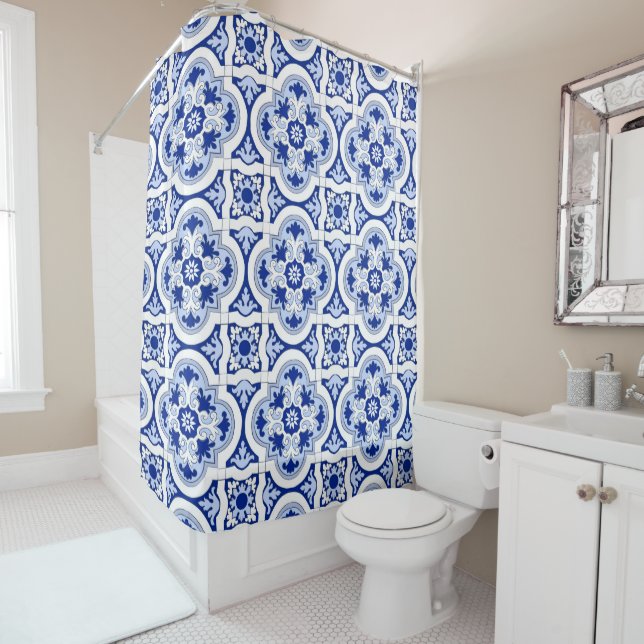 Italian tiles,majolica,blue and white pattern  (In Situ)
