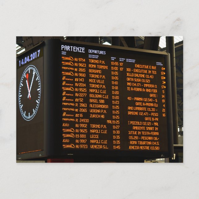 Italian Train Destinations - Milano Centrale Postcard (Front)