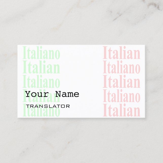 Italian Translator or Interpreter Business Cards (Front)