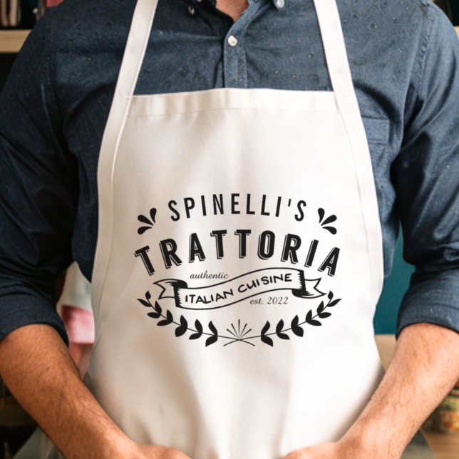 Italian Trattoria Personalized Restaurant Logo Standard Apron (Creator Uploaded)