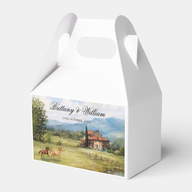 Italian Tuscan Countryside Wedding  Favor Box (Front Side)