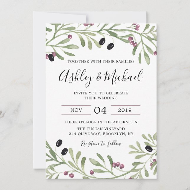 Italian Tuscan Greek Wedding Invitation (Front)
