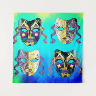 Italian Venetian Carnival Mask Pattern Tapestry