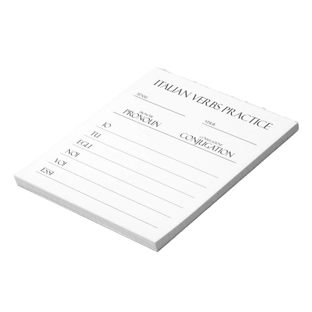Italian | Verbs Conjugation Practice  Notepad (Rotated)