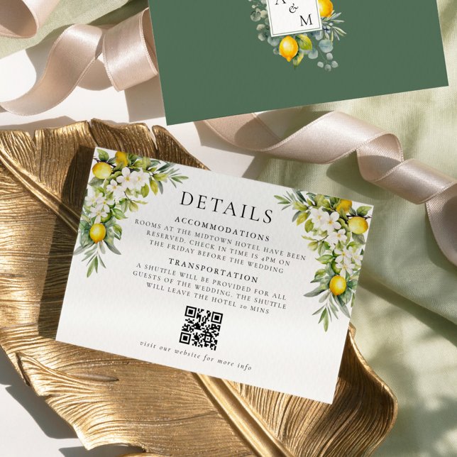 Italian Villa Lemons & Olives Wedding Details Enclosure Card (Creator Uploaded)
