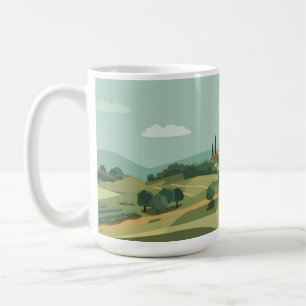 Italian village cartoon landscape coffee mug