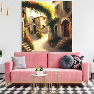 Italian Village Painting Print, Italy Wall Art