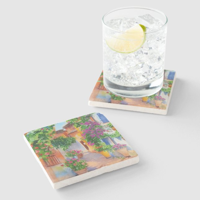 Italian Village Stone Coaster (Side)