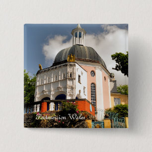 ITALIAN VILLAGE WALES 2 INCH SQUARE BUTTON