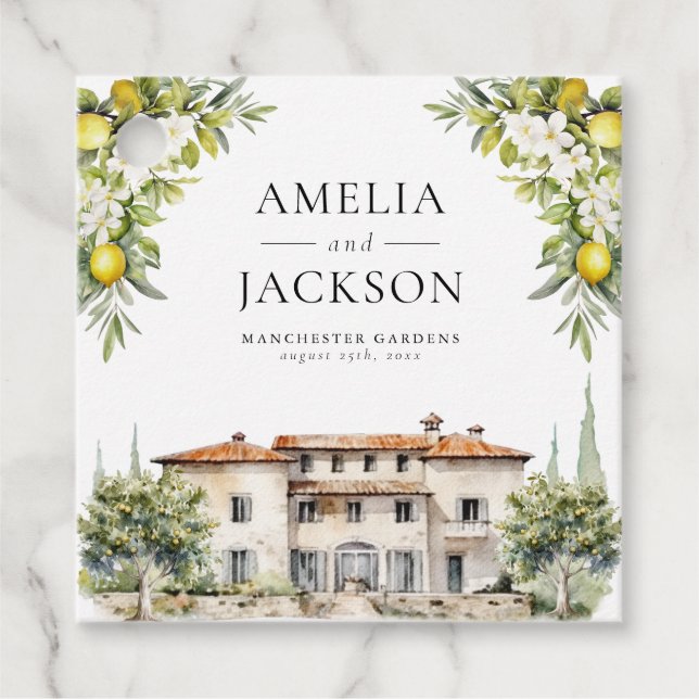 Italian Villas Lemons & Olives Favour Tags (Front)