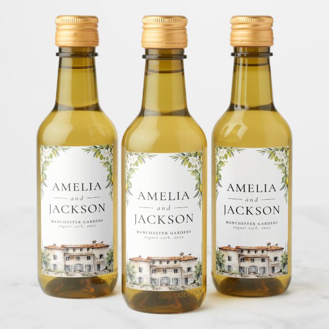 Italian Villas Lemons & Olives Wine Label (Bottles)