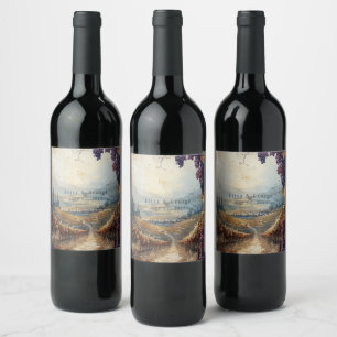 Italian Vineyard Landscape Rustic   Wine Label