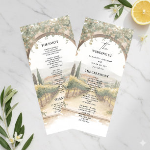 Italian Vineyard Wedding Program   Tuscan Arch 