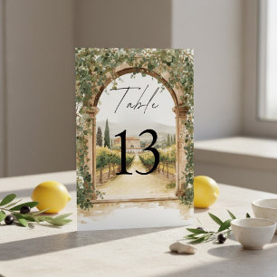 Italian Vineyard Wedding Tuscan  Table Number