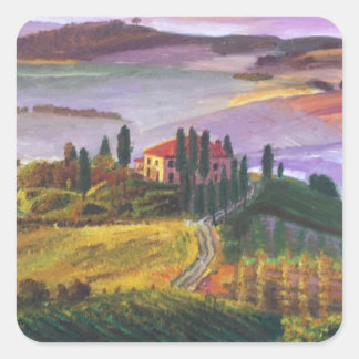 Italian vineyards square sticker