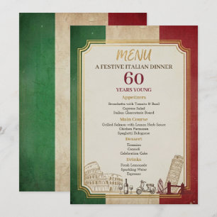 Italian Vintage 60th Birthday Party Dinner Menu