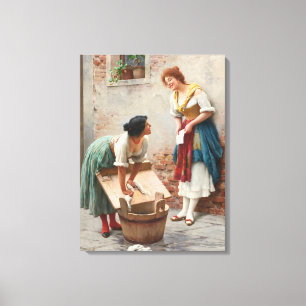 Italian Washerwomen Sharing Good News Canvas Print