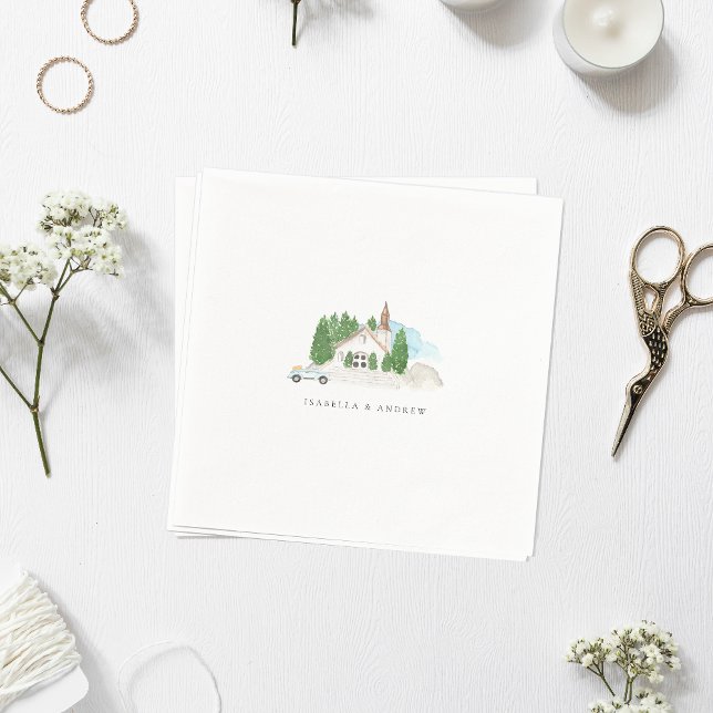 Italian Watercolor House Wedding   Napkin (Creator Uploaded)