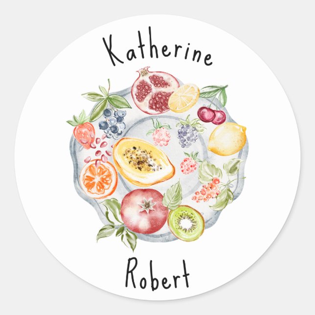 Italian Watercolor Rustic Wedding Classic Round Sticker (Front)