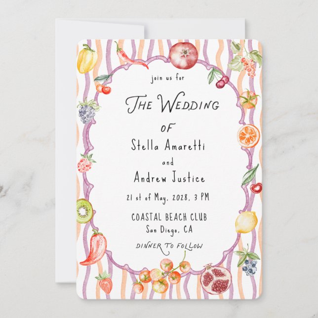 Italian Watercolor Rustic Wedding Invitation (Front)