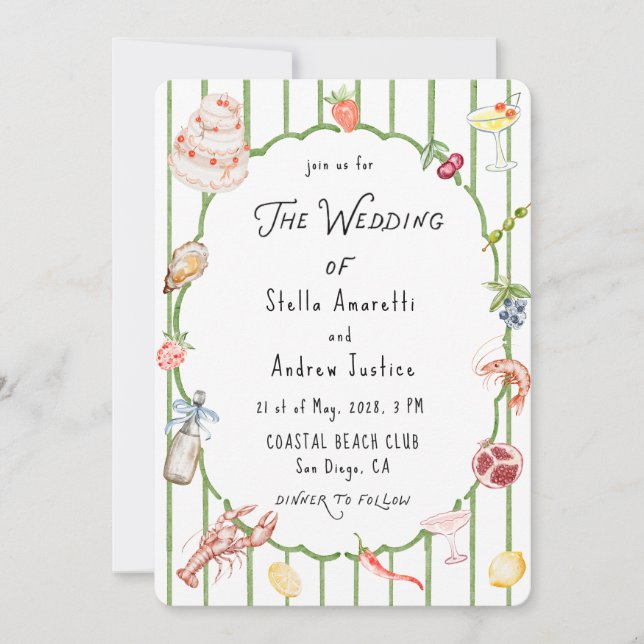 Italian Watercolor Rustic Wedding Invitation (Front)
