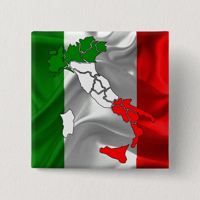 Italian waving flag 2 inch square button (Front)