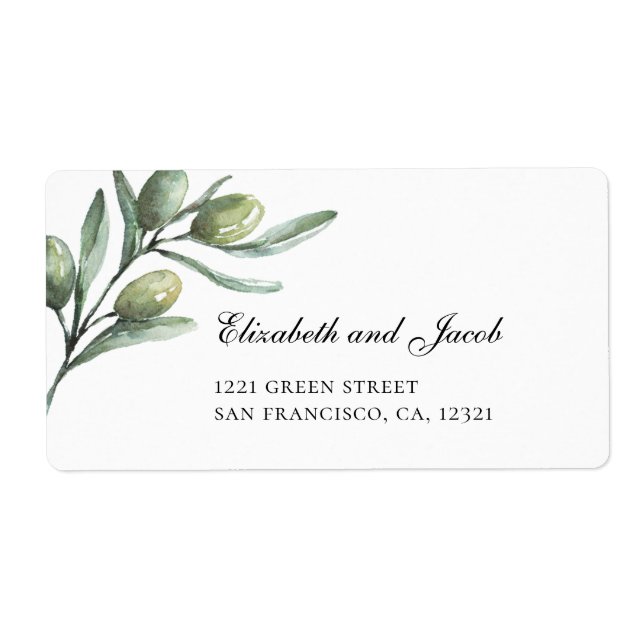 Italian wedding. Olives leaves. Green address (Front)