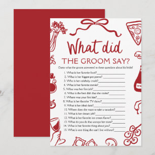 Italian What Did The Groom Say Bridal Shower Game Invitation