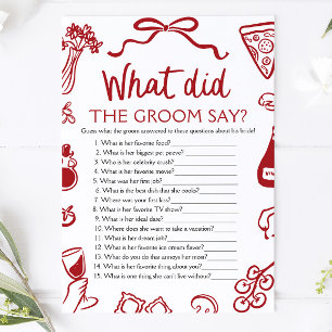 Italian What Did The Groom Say Bridal Shower Game Invitation