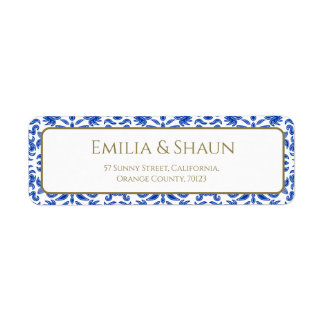 Italian White and Blue Return Address Label