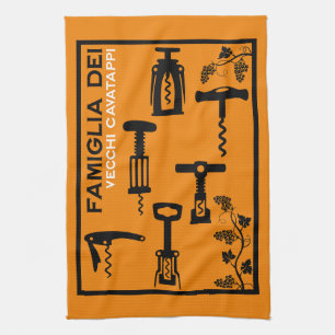 Italian Wine Vintage Cork Screw Cottagecore Kitchen Towel