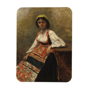 Italian Woman (La Morieri) by Corot Magnet