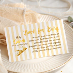 Italian Yellow Bow Cannoli Baby Shower Book Enclosure Card