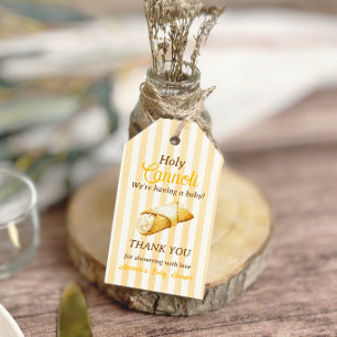Italian Yellow Bow Cannoli Baby Shower Decor Gift Tags