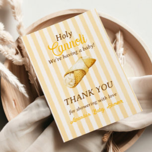 Italian Yellow Bow Cannoli Baby Shower Favor Thank You Card