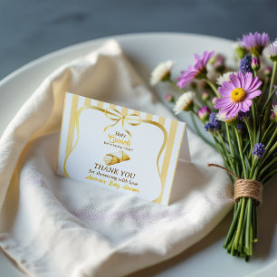 Italian Yellow Bow Little Cannoli Baby Shower Thank You Card