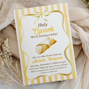 Italian Yellow Bow Sweet Holy Cannoli Baby Shower Invitation