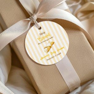 Italian Yellow Stripe Holy Cannoli Baby Shower Favour Tags