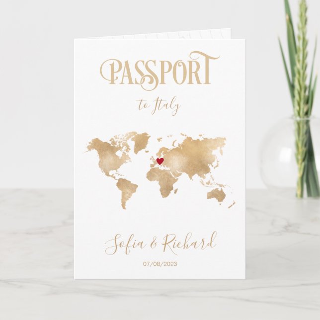 Italie Carte Mariage Destination Passeport QR Code (Devant)