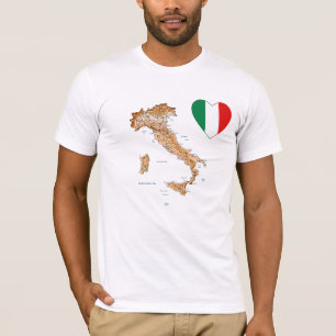 Italie Coeur du drapeau et carte T-shirt