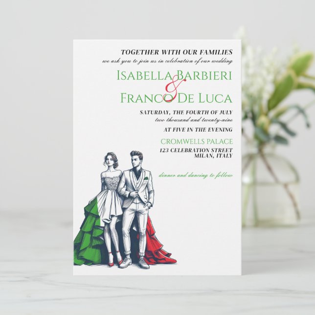Italie Couple Faire-part de mariage (Debout devant)