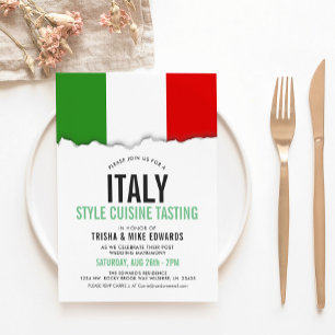 Italie Cuisine à thème Invitation blanc du drape