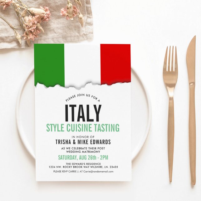 Italie Cuisine à thème | Invitation blanc du drape (Créateur téléchargé)