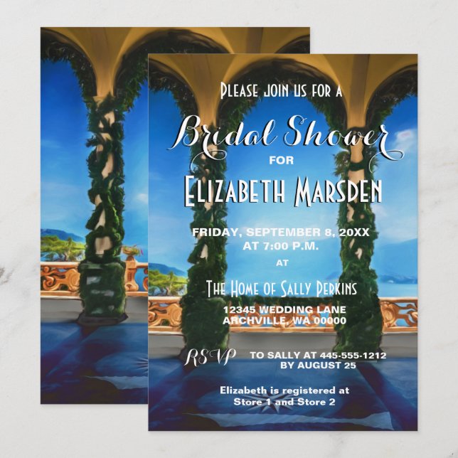 Italie : Invitation à la douche nuptiale (Devant / Derrière)